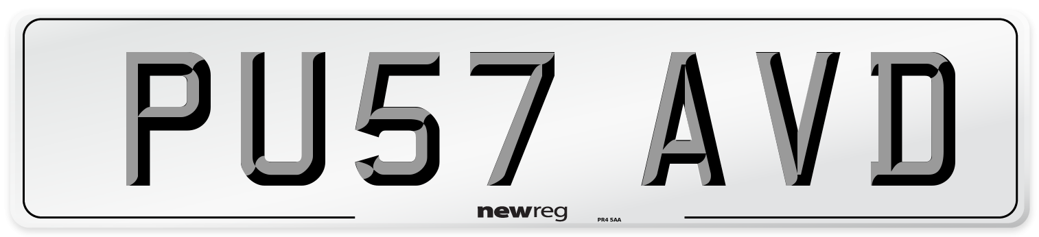 PU57 AVD Number Plate from New Reg